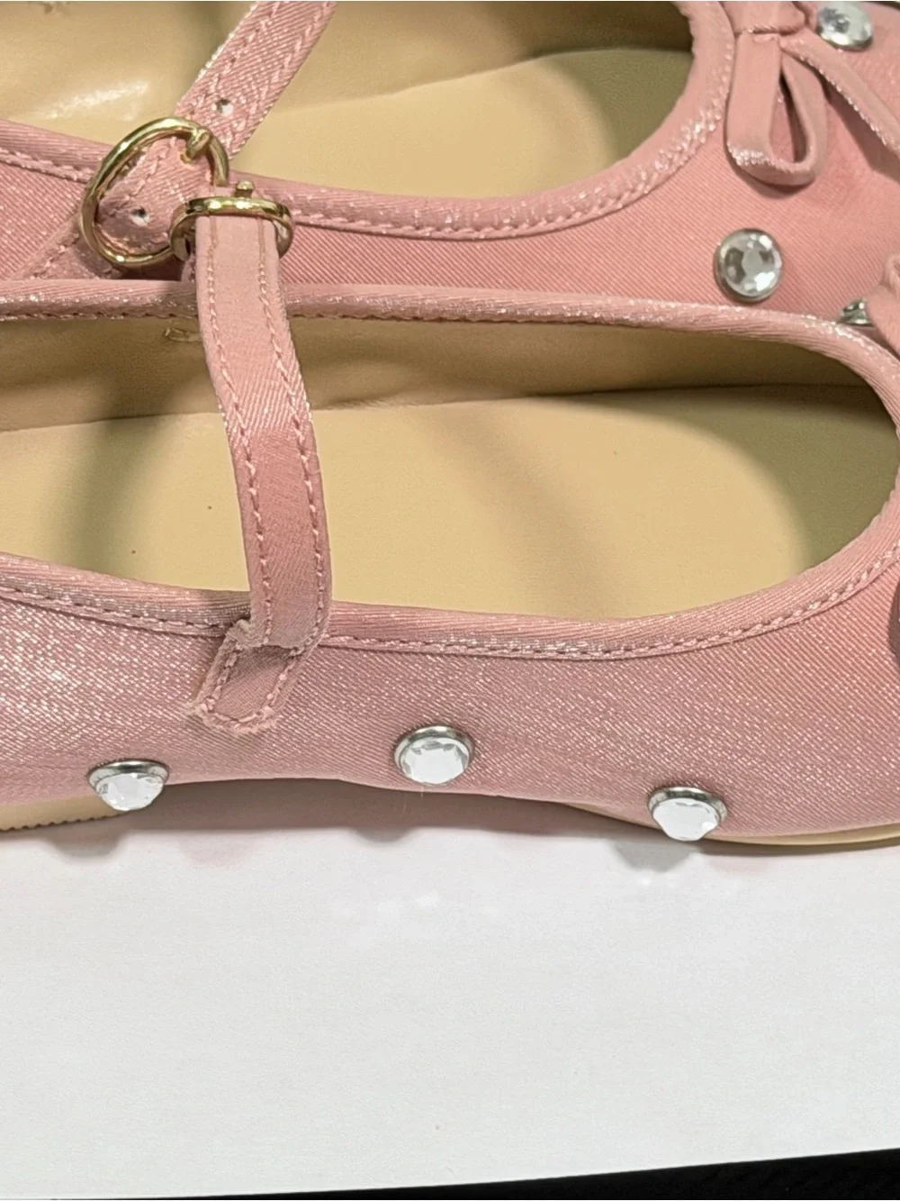 Janie and Jack Peach Candy Jewel Ballet Flats with Bow and Gem- Floor Model